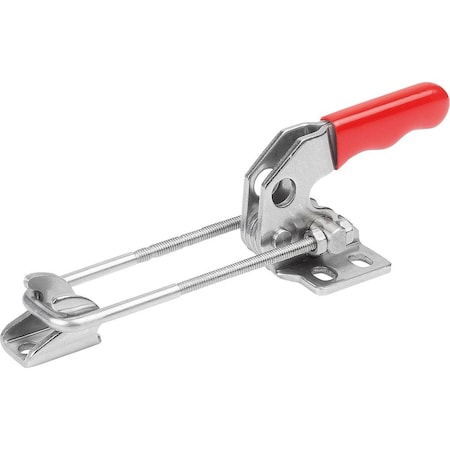 Kipp Latch-Action Clamp Horizontal With Fixed Jaw L1=40, 6, Stainless Steel Bright, Comp:Plastic Comp:Red K1260.12000